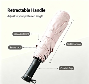 Parapluie de poche rétractable, 19 pouces, 6 baleines, compact et pliable, pour le soleil et la pluie - Product Image 2