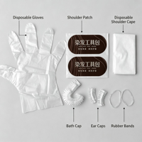 Kit de coloration capillaire professionnel jetable quatre pièces avec cape, écharpe, protège-oreilles, bonnet de douche et gants en plastique