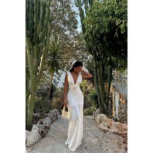 Robe trapèze blanche pour femme avec détails roses, taille empire, style simple, en polyester, pour soirée, taille XL, avec décoration en dentelle 3D - Product Image 4