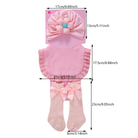 Conjunto de 3 Piezas de Algodón para Bebé Recién Nacida, Gorro Turbante, Babero con Volantes, Calcetines con Lazo, Súper Suave y Transpirable, 0-12 Meses, Regalo para Baby Shower