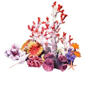 Ornamen Akuarium Karang Buatan Berbagai Gaya Dekorasi Lanskap Bawah Air Akuarium Hiasan Tangki Ikan Resin Warna-warni - Product Image 2