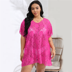 2024 de talla <span class=keywords><strong>grande</strong></span> verano nuevo encaje <span class=keywords><strong>grande</strong></span> suelto hueco playa traje de baño vacaciones vestido <span class=keywords><strong>Pareo</strong></span> para mujeres - Product Image 5