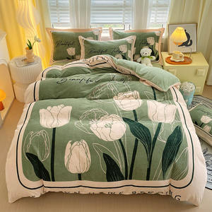 SP104 hiver flanelle épaissie quatre pièces dessin animé housse de couette literie chaud enfants double corail polaire bébé ensemble de literie - Product Image 2