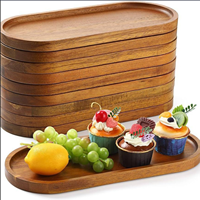 Plateau de service ovale en bois massif naturel 40cm x 33cm x 8cm, style rustique moderne, pour table basse, repas, fête, décoration intérieure