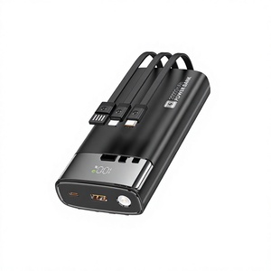 22.5W PD Fast Charging 20000mAh Slim Li-Polymer Power Bank Built-in Type-C Cable <b>LED</b> <b>Flashlight</b> Customized Logo Portable Travel - Product Image 2