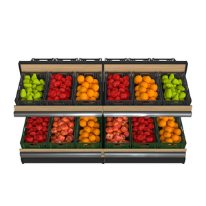Étagère de présentation de légumes en métal double face haute capacité pour supermarché - Durable et autoportante - Product Image 5