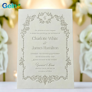 Nouvelles invitations <span class=keywords><strong>de</strong></span> mariage élégantes avec impression aquarelle à motifs floraux, avec enveloppe et pompon, personnalisation acceptée - Product Image 3