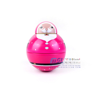 Caja de hojalata con forma de vaso Roly-poly Santa Muñeco de nieve Navidad Tin Prink Color - Product Image 1