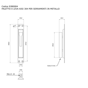 Perno de palanca de acero inoxidable AISI 304 SKU 93B0004 para ventanas metálicas - Product Image 4