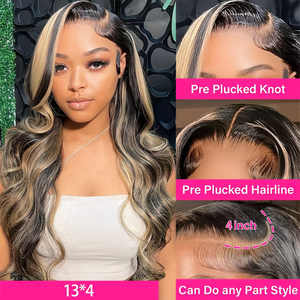 Balayage pour perruque frontale en dentelle colorée Body Wave Shadow Root Blonde Highlight Virgin Hair Transparent Lace Human Baby - Product Image 2