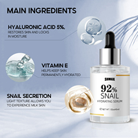 Sumax Nouveau Visage 92% Escargot Sérum Hydratant Raffermissant La Peau Plus Lisse Vente en Gros OEM Marque Privée 45ml Bouteille En Verre Sérum De Soin Du Visage