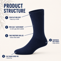 Chaussettes habillées en bambou pour hommes, mi-mollet, anti-humidité, tricot fines côtes, pour affaires, marque privée, OEM