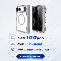 Casing Ponsel Magnetik Transparan dengan Penyangga Logam, Anti Benturan, Bahan TPE PC TPU untuk iPhone 18 Duo