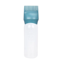 Bouteilles en plastique transparentes vides personnalisées pour salon, pour huile capillaire, flacon applicateur de teinture capillaire avec brosse peigne