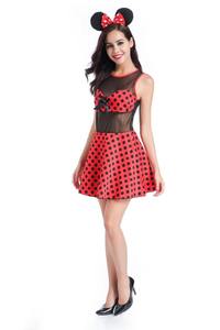 Venta al por mayor Sexy <span class=keywords><strong>Mickey</strong></span> Red Polka Dot Dress Adult Micky Costume - Product Image 2