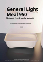 Boîte Bento Moderne en Amidon de Maïs Biodégradable de 950 ml avec Couvercle, Emballage Écologique, Compatible Micro-ondes et Réfrigérateur, Jetable