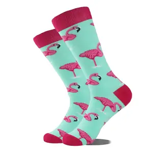 Schlussverkauf lustige Karikatur Flamingo Muster Herren Strümpfe Baumwolle Knoten atmungsaktiv ausgefallene Herren Damen lustige Socken