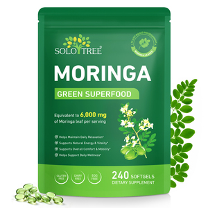 SOLOTREE, suplementos de superalimentos Verdes Naturales, extracto de hoja de <span class=keywords><strong>Moringa</strong></span>, cápsulas de cápsula blanda para soporte energético, salud intestinal de la piel - Product Image 1