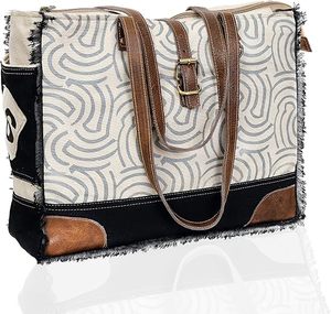 Bolsa de Mano de Lona Vintage Personalizada para Mujer, con Cierre de Cremallera, Duradera, Reutilizable, con Borlas y Cadenas, Correa de Hombro, para Viajes y Compras - Product Image 1