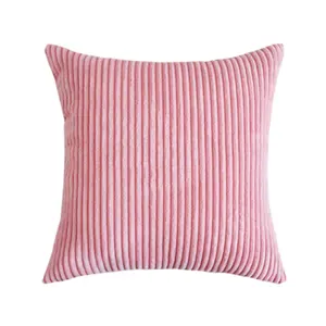 Sarung Bantal Korduroi Bergaris Ringan, Bantal Kecil 50X50 Di Sofa, Tempat Tidur Bantal Tiga Dimensi