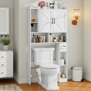 Armoire de rangement au-dessus des toilettes, armoire de rangement de ferme au-dessus des toilettes avec 2 portes de grange et support de porte-<span class=keywords><strong>papier</strong></span> hygiénique - Product Image 1
