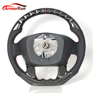 Volant en cuir et fibre de carbone ArmorKun Luxury à 3 branches pour Nissan <span class=keywords><strong>GTR</strong></span> Patrol 2017-2024 avec poignée en cuir perforé - Product Image 6
