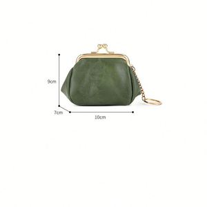 Retro Vintage Style New Compact Cute Clutch Simple Pu Leather <b>Small</b> Wallet With Keychain Coin <b>Purse</b> Kiss Lock Design - Product Image 4