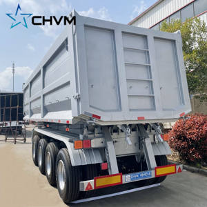 CHVM Semi-remorque à benne arrière hydraulique à 3 essieux de 40 mètres cubes, semi-remorque en acier avec remorques à basculement latéral - Product Image 5
