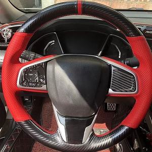 Housse de <span class=keywords><strong>volant</strong></span> de voiture en daim noir antidérapant en cuir véritable pour <span class=keywords><strong>Honda</strong></span> <span class=keywords><strong>Civic</strong></span> 10 2016-2021 CR-V CRV 2017-2021 Clarté 2018-2021 - Product Image 3
