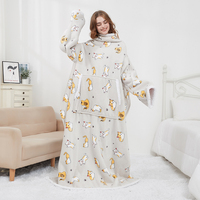 Couverture Polaire Douce et Confortable avec Manches Intégrées, Plaid Moelleux pour l'Hiver, Idéale pour Canapé et Télévision