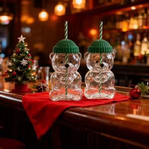 Klasik tasarım Teddy Bear şekilli cam Drinkware sevimli karikatür kahve ve suyu bardak Ins restoran kullanımı için çay ve süt için - Product Image 3