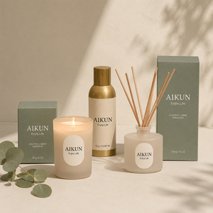 AIKUN 2026 New Self Glass Jar Wax Scented <b>Candle</b> Wholesale Price Soy Wax Relaxlines <b>Candle</b> <b>Set</b> for Home Fragrance - Product Image 3
