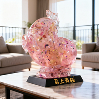 Sculpture de cheval Tang antique traditionnelle artisanale JingYue en résine transparente avec confettis, écologique, Feng Shui, pour salon