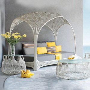 Lettino Prendisole Moderno Portatile in Metallo Inclinabile con Cuscini per Soggiorno, Cortile e Piscina/Spiaggia - Product Image 5