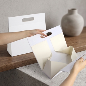 Custom Logo <b>Magnetic</b> Triangular Style Collapsible <b>Gift</b> <b>Box</b> with Handle Reusable Folding <b>Gift</b> Packaging <b>Box</b> - Product Image 2
