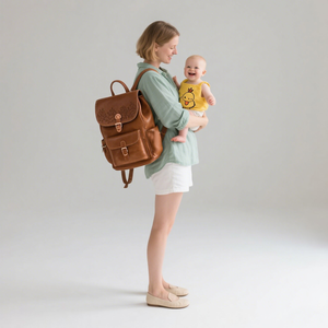 Nhà sản xuất tùy chỉnh unisex Vegan PU da tã tã Túi ba lô tổ chức yếu tố cần thiết sơ sinh cho cô gái với thay đổi mat - Product Image 3
