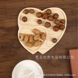 Mu Yujia Heart Shaped Wooden <b>Tray</b> For Snacks Desserts <b>Tea</b> Serving Eco Friendly Solid Wood Plate - Product Image 4