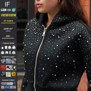 Felpa con Cappuccio 100% Cotone <span class=keywords><strong>Anime</strong></span> Stampa Integrale Lavorata a Maglia con Zip Intera Design Sbiadito con Strass Stile Oversize Digitale per Inverno OEM - Product Image 1
