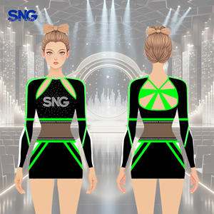 Uniformes personalizados de porristas para niñas, conjuntos adornados con diamantes de imitación con servicio OEM de poliéster de impresión por sublimación - Product Image 3