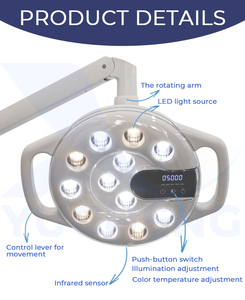 Lámpara Quirúrgica de Techo de Alto Brillo, sin Sombra, para Consultorio <span class=keywords><strong>Dental</strong></span>, Iluminación de Laboratorio <span class=keywords><strong>Dental</strong></span>, Clínica, Salón de Belleza, Tienda de Tatuajes - Product Image 2