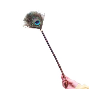 Handmade Bamboo Handle Peacock Feather Duster 53cm Long Soft Fragile Ornament Cleaner Buddha Statue Cleaning Tool - Product Image 5