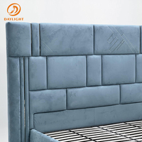 Ensemble de chambre à coucher moderne en tissu velours bleu marine, lit double, lit queen-size de luxe, meubles italiens
