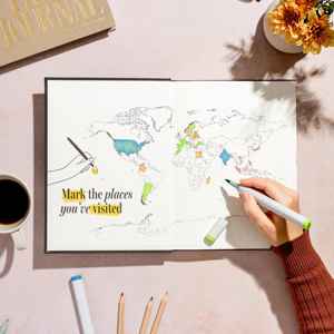 LABON Journal de voyage guidé Souvenirs Journal de vacances Journal de voyage avec invites Beau journal de voyage avec carte - Product Image 3