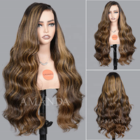Perruque bouclée longue 13X6 densité 180% avec mèches, en cheveux humains, sans colle, pré-épilée, prête à porter, multicolore – Fournisseur de perruques en cheveux humains