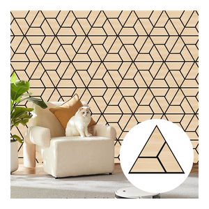 Panneau <span class=keywords><strong>acoustique</strong></span> en bois hexagonal 3D moderne |   Tuiles acoustiques géométriques en placage |   Décoration murale en placage de bois pour bureau - Product Image 5