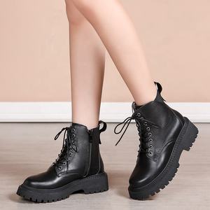 Botas Cortas de Piel Vacuna Estilo Británico para Mujer, con Cierre de Cremallera, Retro, Suela Gruesa, Color Marrón, para Primavera, Otoño e Invierno - Product Image 4