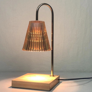 Modern Wooden Base <b>Table</b> Lamp with Black Glass Cone Shade AC Powered <b>LED</b> Warm <b>Light</b> 2700K for Bedroom Decor - Product Image 2