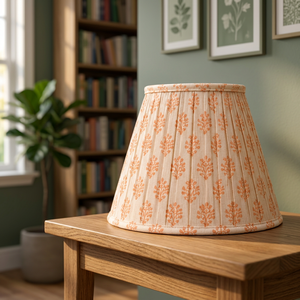 Abat-jour en tissu de lin fleuri |   Abat-jour plissé artisanal pour lampes de table, de sol et suspendues - Product Image 4