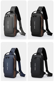 Sac de sport, nouvelle marque, sac bandoulière pour homme, cuir PU, classique, antivol, sac de poitrine, multifonctionnel pour homme - Product Image 6