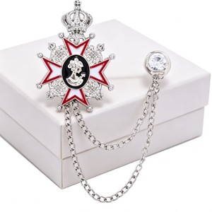 Broche de estilo británico europeo y americano para hombre con cadena de borlas, accesorio de flor para el pecho a la moda para trajes. - Product Image 2